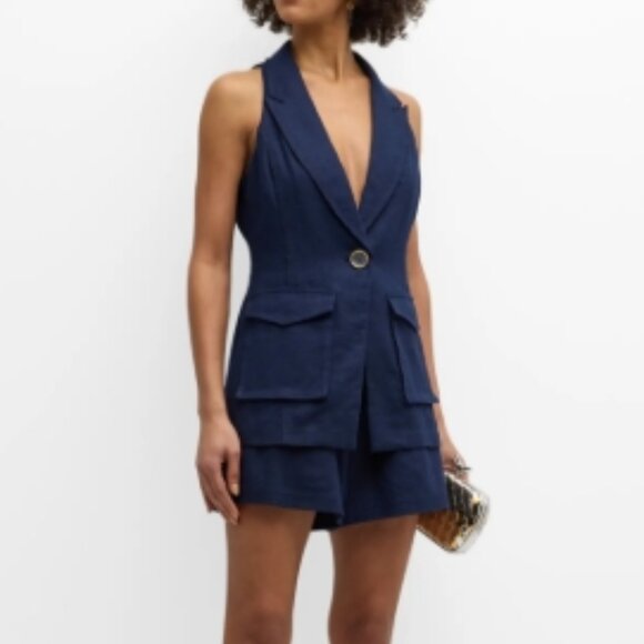 RAMY BROOK Paloma Exposed Seam Vest in Navy - Picture 9 of 15